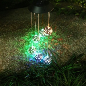 Lampa solara de tip decoratiune pentru gradina, Flippy, model clopotel de vant, alb cald - Img 2