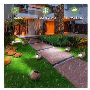 Lampa solara LED decorativa pentru gradina Flippy, imitatie piatra, lumina puternica 4 LED-uri, 12 x 15 cm, material ABS, baterie Ni-MH, 600 mAh, panou solar 2V, lumina alb rece, gri - Img 7