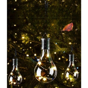 Lampa Solara LED Decorativa sub forma de Bulb, pentru exterior, suspendata, IP65, Ultron Transparent, lumina calda, Flippy - Img 2