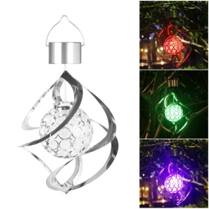 Lampa solara LED RGB spirala pentru gradina/terasa Flippy, se roteste de la vant, 35 x 5.5 cm, rezistenta la apa, tip glob de cristal, 2V, 600 mAh, multicolor - Img 3