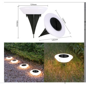 Lampa solara LED, sub forma de cerc, pentru gazon sau gradina, Rezistenta la apa, Flippy, Alb cald - Img 1