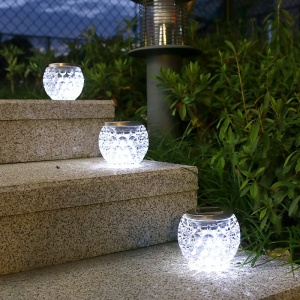 Lampa solara LED tip Glob cristal pentru gradina/trepte/terasa Flippy, rezistent la apa IP65, 10 x 9.5 cm, 1.2V, ABS, 600mAh, alb rece - Img 3