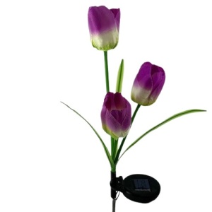 Lampa Solara LED tip Lalele cu 3 flori pentru Gradina, Inaltime 78 cm - Img 1