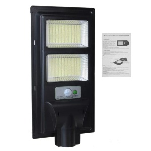 Lampa solara stradala Flippy, cu suport de prindere si telecomanda, senzor de miscare si lumina, 96 LED-uri, IP65, ABS, 5AH, 100W, temperatura culoare 6500K, 37.8x18.8x5 cm, autonomie 10-12 ore, negru - Img 1