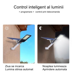 Lampa solara stradala Flippy, pentru curte sau strada, finisaj lucios, rezistent la apa, montare prin fixare, senzor lumina, baterie de litiu, IP65, lumina rece, putere 500W, autonomie 10 ore, 49.5 x 21 x 9 cm, negru - Img 7