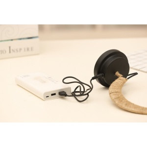 Lampa veghe Flippy, semi-luna cu glob din rattan, led, 28x15 cm, alb cald - Img 6