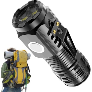 Lanterna cu 3 Nuclee Led, Flippy, Incarcare USB, Autonomie 4-20h, Raza Maxima 100-200 m, 5W, 4 x 4 x 9 cm, Suport de Agatat, Fund Magnetic, Negru - Img 3