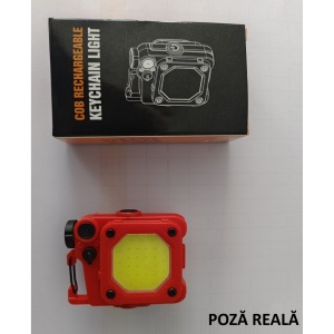 Lanterna Mini de Buzunar Tip Breloc, Flippy, Incarcare prin USB Type C, Multifunctionala, pentru Exterior, Camping, Alpinism, Ciclism, Mini Lanterna Elvis, 6.1 x 5 x 2.5 cm, Lumina Puternica, Culoare Rosu - Img 5