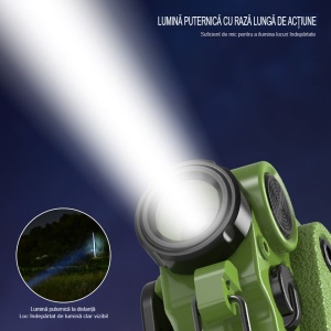 Lanterna Mini de Buzunar Tip Breloc, Flippy, Incarcare prin USB Type C, Multifunctionala, pentru Exterior, Camping, Alpinism, Ciclism, Mini Lanterna Elvis, 6.1 x 5 x 2.5 cm, Lumina Puternica, Culoare Verde - Img 2