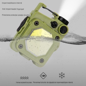 Lanterna Mini de Buzunar Tip Breloc, Flippy, Incarcare prin USB Type C, Multifunctionala, pentru Exterior, Camping, Alpinism, Ciclism, Mini Lanterna Elvis, 6.1 x 5 x 2.5 cm, Lumina Puternica, Culoare Verde - Img 12