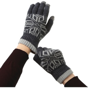 Manusi de Barbat, Flippy, Model Fulg, Functie Touchscreen (ecran tactil), Material Acril Tricotat, Manseta Elastica, Interior Catifelat, Marime Universala, Gri - Img 2