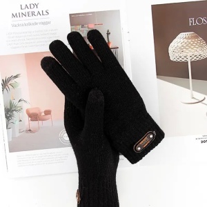Manusi de Barbat, Flippy, Model Tricotat, Functie Touchscreen (ecran tactil), Material Acril, Manseta Elastica, Interior Catifelat, Marime Universala, Negru - Img 4