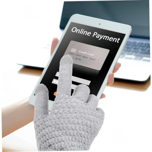 Manusi de Dama, Flippy, Functie Touchscreen (ecran tactil), Material Acril Tricotat, Manseta Elastica, Interior Catifelat, Marime Universala, Gri - Img 6