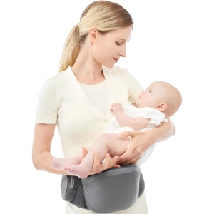 Marsupiu Ergonomic 3in1, Flippy, pentru Bebelusi si Copii, 0-36 Luni, Bretele Reglabile pentru Umar si Sold, Inchidere Catarama, 125x25x14 cm, Gri - Img 5