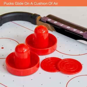 Masa Air Hockey Graffiti cu Picioare Scurte, Flippy, Lemn, 2 Pucuri, Tabela Scor, 2 Impingatoare, 76x38x21.5 cm, Maro - Img 5