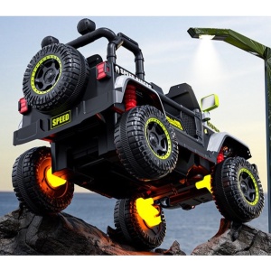 Mașină Electrică pentru Copii, Flippy, Off-Road, Conectare Bluetooth, telecomandă, Tracțiune Integrală, Lumina Intermitenta, Baterie 12V 7Ah, 120x63x68cm, Gri - Img 6