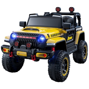 Mașină Electrică pentru Copii, Flippy, Off-Road, Conectare Bluetooth, telecomandă, Tracțiune Integrală, Lumina Intermitenta, Baterie 12V 7Ah, 120x63x68cm, Galben - Img 1
