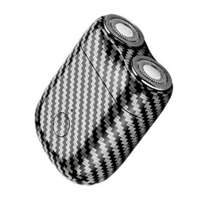 Mini Aparat de Ras Electric, Flippy, din ABS cu Fibra de Carbon, Portabil, Cap Rotativ Detasabil cu 2 Lame de Otel, Rezistent la Apa, Incarcare Type-C, Autonomie 45 min, Alb/Negru - Img 1