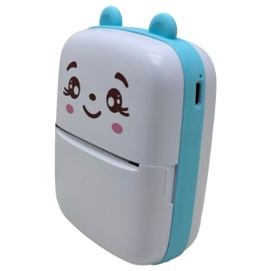 Mini Imprimanta Foto Portabila, Flippy, Incarcare USB, Bluetooth, Model Ursulet, 12 x 9 x 5 cm, Alb Albastru - Img 2