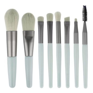 Mini set portabil 8 pensule de machiaj cu husa verde menta, Flippy - Img 1