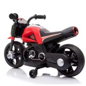 Motocicleta Electrica cu 2 Roti Mari si 2 Roti Ajutatoare, Flippy, Acumulator Incarcare, Anti-Rasturnare, Lumini, Muzica, Motor:380, Baterie 6V4.5, 41.5x70x34 cm, 4.5 Kg, 3 Ani+, Rosu Negru - Img 7