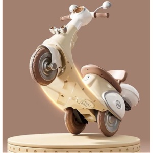 Motocicletă Electrică cu 3 Roti, Flippy, Acumulator Încarcare, Anti-Rasturnare, Lumini, Sunete, Baterie 6V 7Ah, Telecomanda, 95x67x36cm, Bej - Img 7