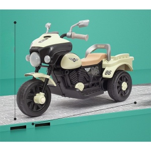 Motocicleta Electrica Flippy, cu Acumulator, cu Sistem Anti-Rasturnare, Sistem de Lumini si Muzica, Cutie de Depozitare, 1-8 Ani, 93 x 43 x 58 cm, Alb - Bej - Img 6