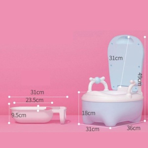 Olita pentru Copii, Flippy, +1an, Portabila, Design Vacuta cu Capac, Model Prietenos, Non-Toxic, cu Manere, Compartiment Detasabil, Perie Inclusa, Usor de Curatat, Albastru - Img 5