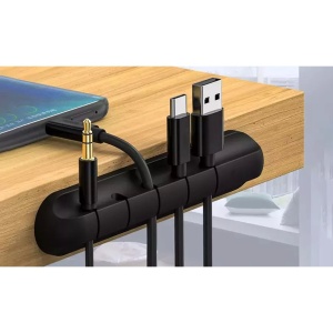 Organizator Cabluri, Flippy, Cable Clips, Fixare Dublu Adeziv, Silicon, 5 Sloturi, Negru - Img 5