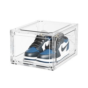 Organizator de Pantofi, Flippy, din PP+ABS, Usa Frontala Magnetica, Rezistenta la Praf, Anti-Oxidare, Utilizare Multipla, 36 x 28 x 21 cm, Transparent - Img 1