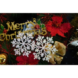 Ornament brad de Craciun, Perlat, in forma de Fulg de nea, 10 cm x 10 cm, Plastic, Flippy - Img 3