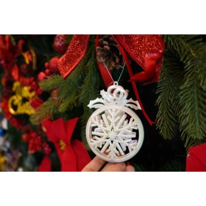 Ornament brad de Craciun, Perlat, Rotund, 8 cm x 11 cm, Plastic, Flippy - Img 3