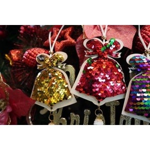 Ornament de brad clopotel cu paiete model 2, Flippy, multicolor, lemn, 36 cm - Img 9