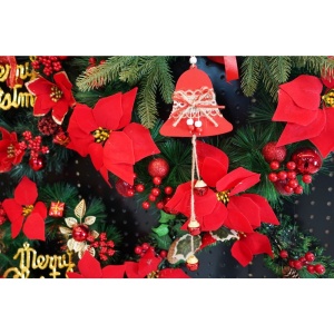 Ornament de brad clopotel, Flippy, rosu, lemn/textil, 36 cm - Img 3