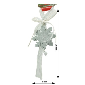 Ornament de brad fulg de nea, Flippy, gri, lemn, 25 cm - Img 3