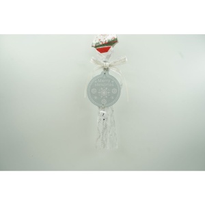 Ornament de brad medalion, Flippy, gri, lemn, 25 cm - Img 1