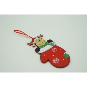 Ornament de brad ren in manusa, Flippy, rosu, lemn, 14 cm - Img 4