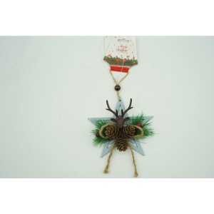 Ornament de brad stea cu cerb, Flippy, multicolor, lemn, 15 cm - Img 4