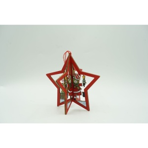 Ornament de brad stea, Flippy, multicolor, lemn, 10.5x9.5 cm - Img 5