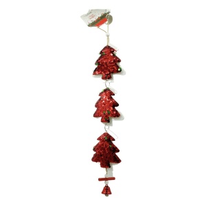 Ornament de brad trei brazi cu paiete, Flippy, rosu, lemn, 36 cm - Img 4
