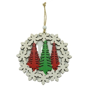 Ornament de brad trei brazi, Flippy, multicolor, lemn, 12 cm - Img 2