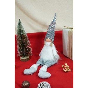 Ornament de Craciun ingeras, Flippy, alb/gri, textil, 58 cm - Img 3