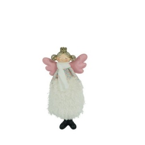 Ornament de Craciun ingeras, Flippy, alb, textil, 37 cm - Img 2