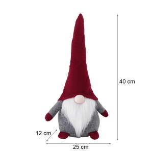 Ornament de Craciun Spiridus, Caciula Rosie, Flippy, Material Textil, 40 cm, Gri - Img 2