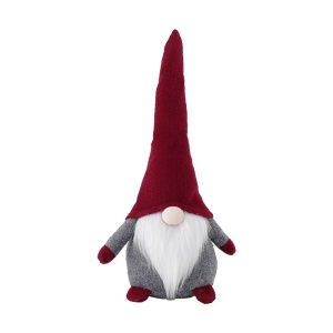 Ornament de Craciun Spiridus, Caciula Rosie, Flippy, Material Textil, 40 cm, Gri - Img 1