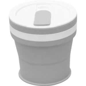 Pahar pliabil din silicon Flippy, prentru calatorii, 350 ml, pai inclus, 9 x 9.2 cm, gri - Img 1