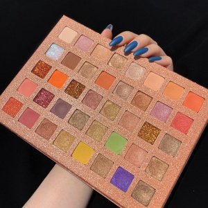 Paleta de farduri cu 40 de culori pigmentate, Roz cu sclipici, Flippy - Img 2
