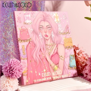 Paleta de farduri Kevin&Coco, 72 de culori, stil pliabil, conturing, iluminator, blush incluse, dreptunghiulara, 22 x 24.5 cm, 490 g, multicolor - Img 5