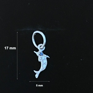 Pandantiv din Argint 925 Jolie Silver, Model Delfin cu Zirconii, 17 x 5 mm, 0.5 g - Img 2