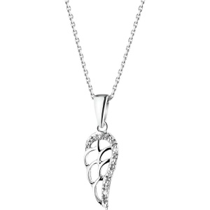 Pandantiv, Jolie Silver, Argint 925, Model Aripa cu Pietre, 1.1 g, 25x10 mm - Img 3